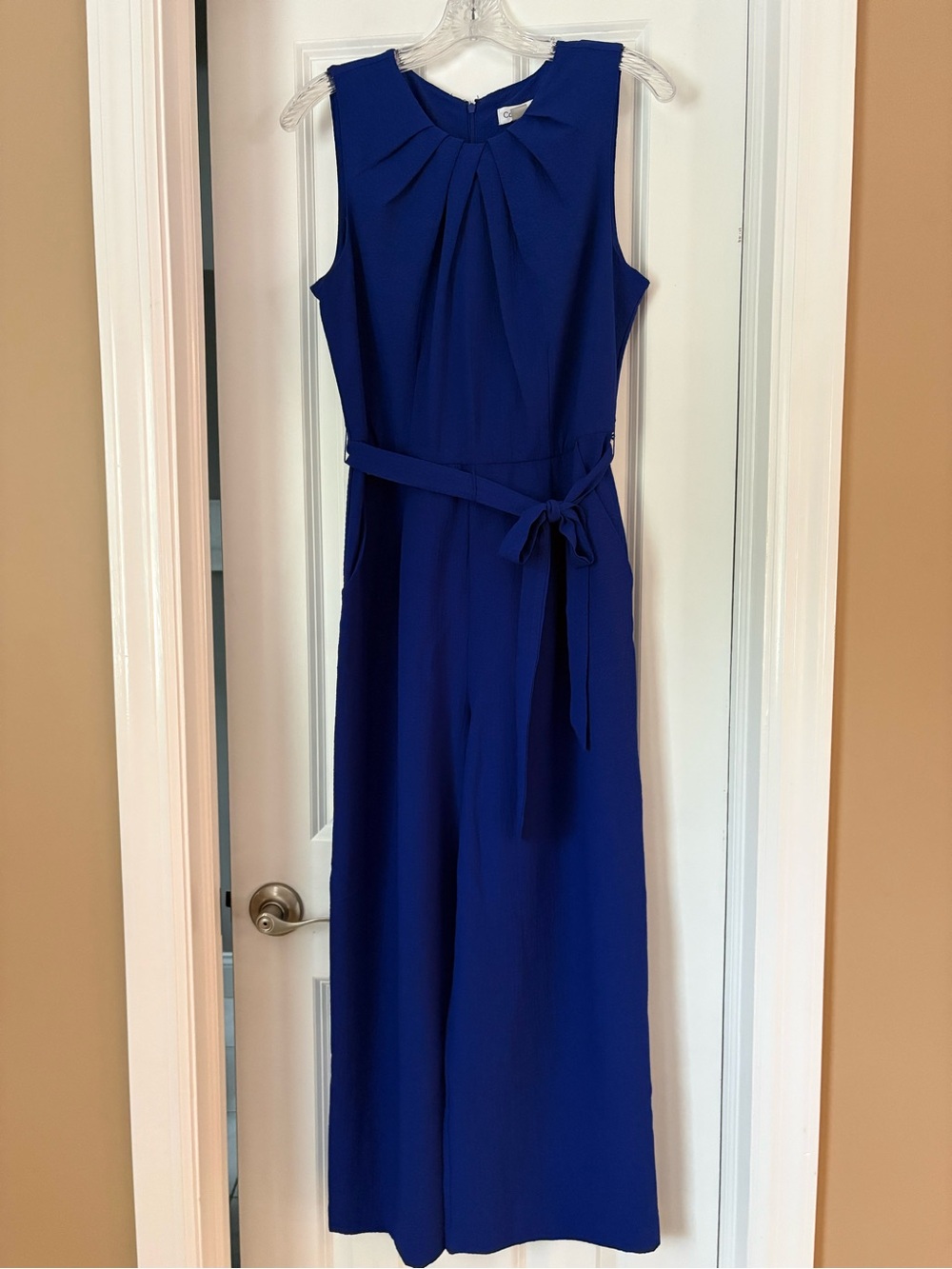 Calvin Klein Sleeveless Cobalt Blue Belted Jumpsuit Size 10